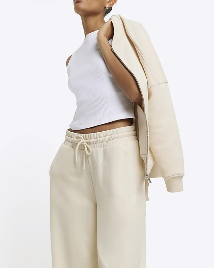 Cream wide leg joggers