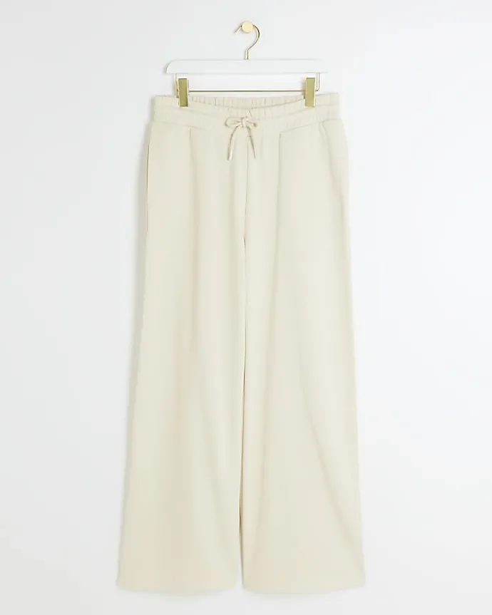 Cream wide leg joggers
