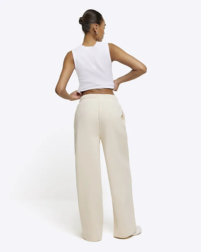 Cream wide leg joggers