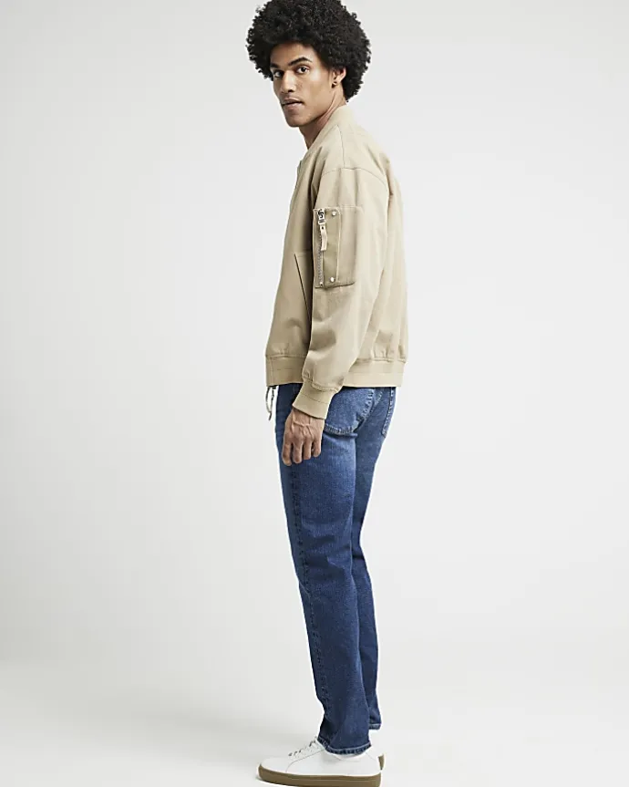 Dark blue slim fit washed jean