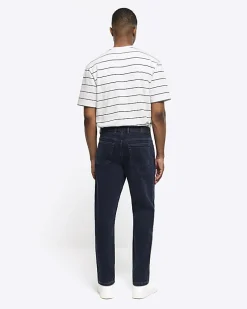 Dark blue tapered fit jeans