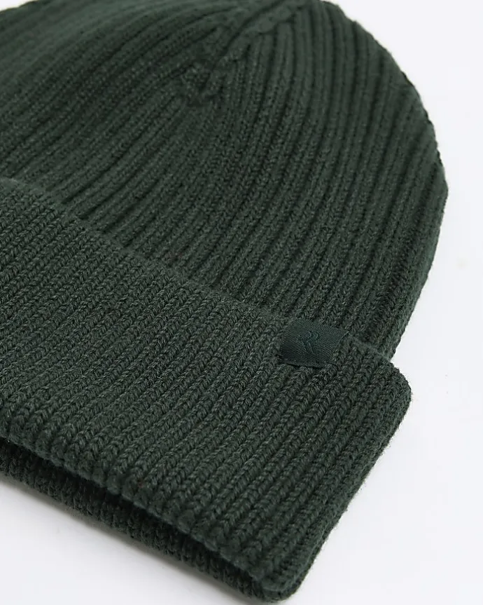Dark green rib beanie