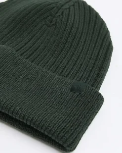 Dark green rib beanie