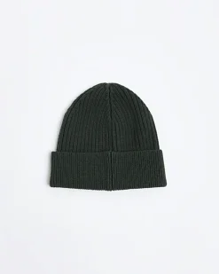 Dark green rib beanie