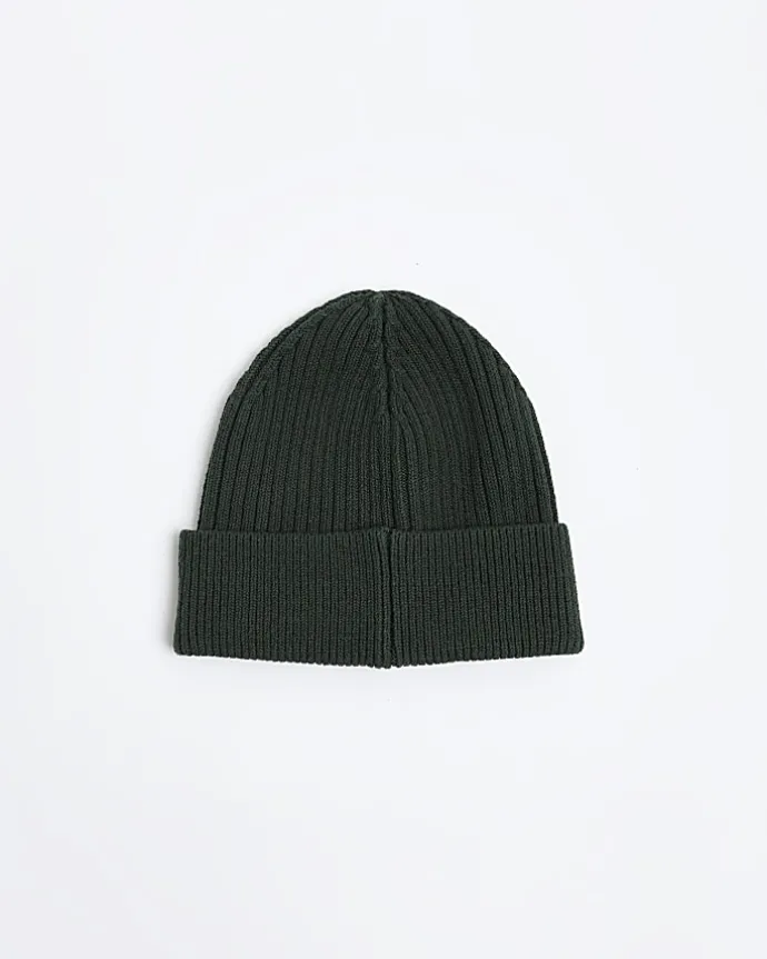 Dark green rib beanie