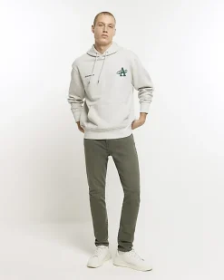 Dark green skinny fit jeans