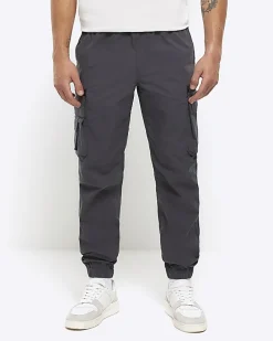 Dark grey regular fit cargo trousers