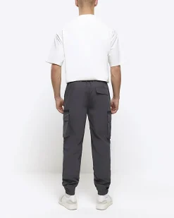 Dark grey regular fit cargo trousers