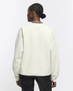 Ecru floral graphic sweatshirt