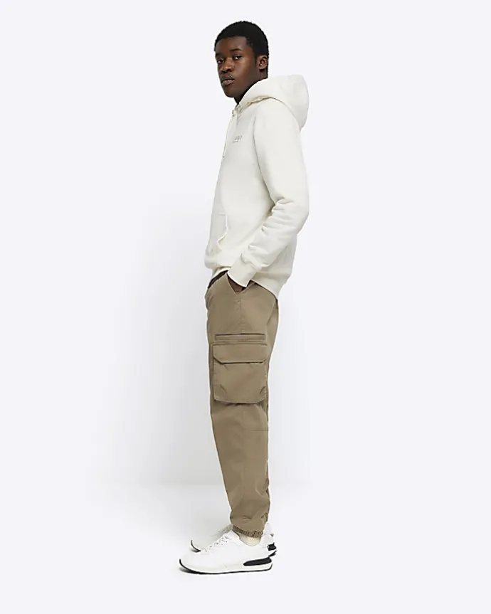 Ecru regular fit graphic hoodie