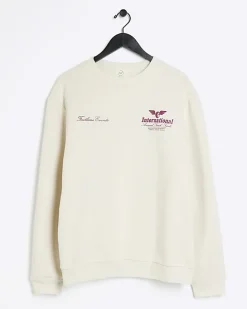 Ecru regular fit graphic sweatshirt