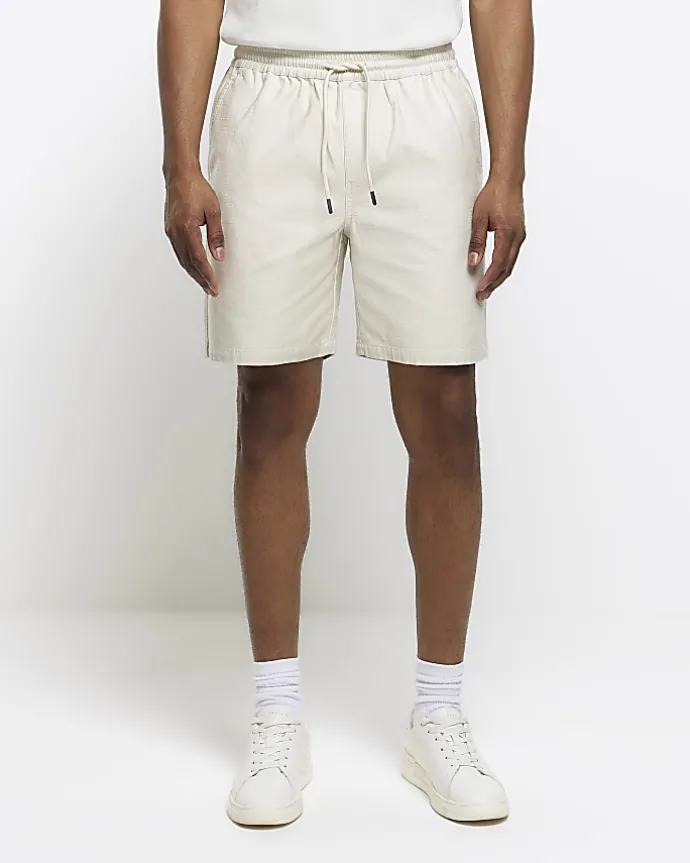 Ecru regular fit pull on shorts