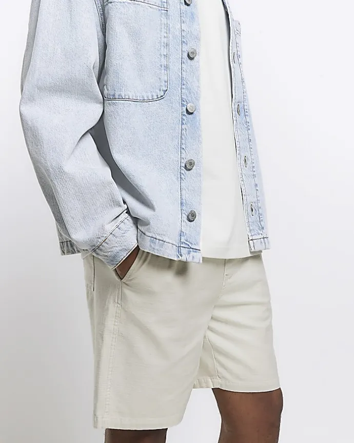 Ecru regular fit pull on shorts