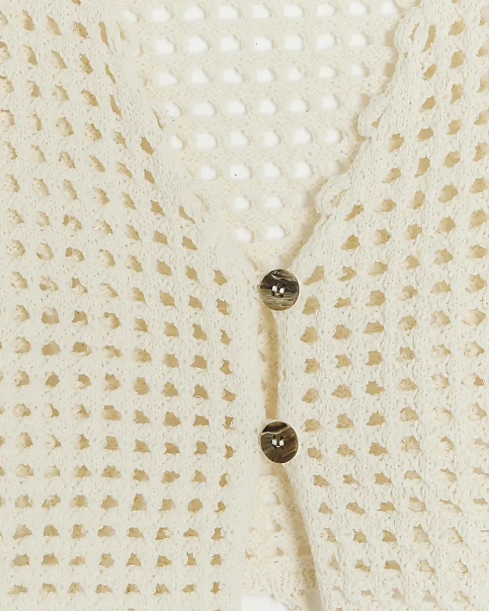 Girls beige crochet cardigan