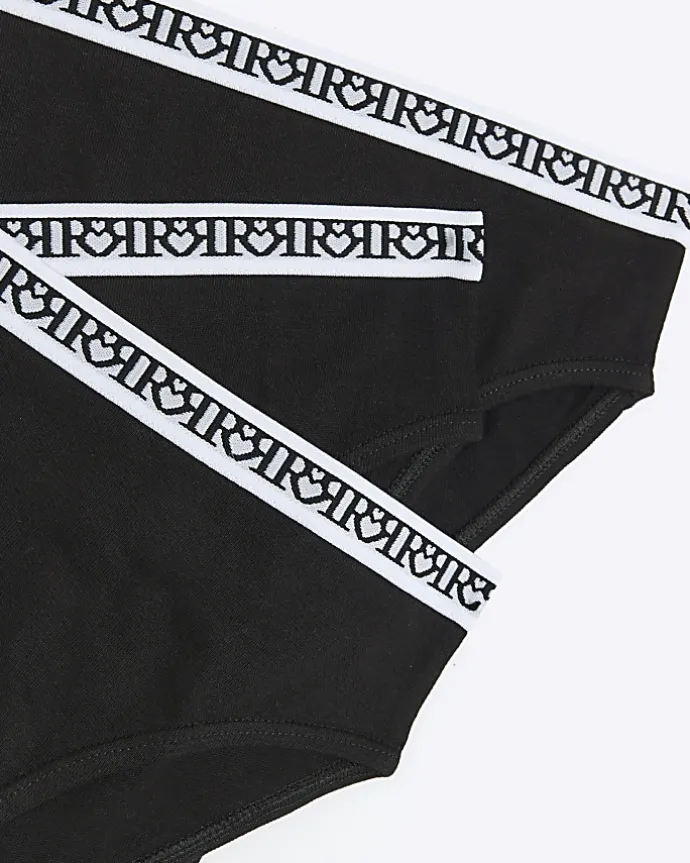Girls black brief 10 pack