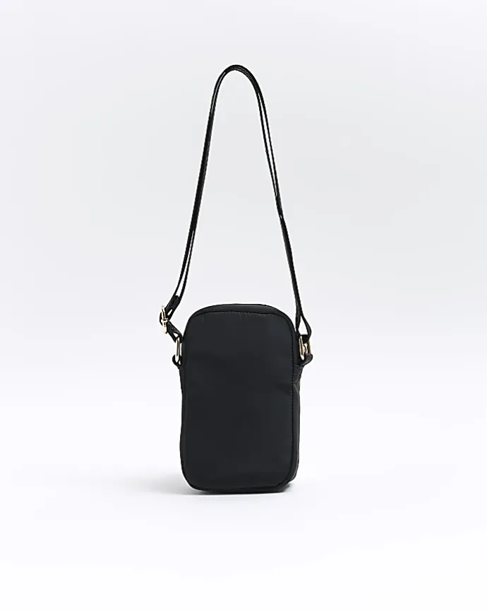 Girls black embroidered heart cross body bag