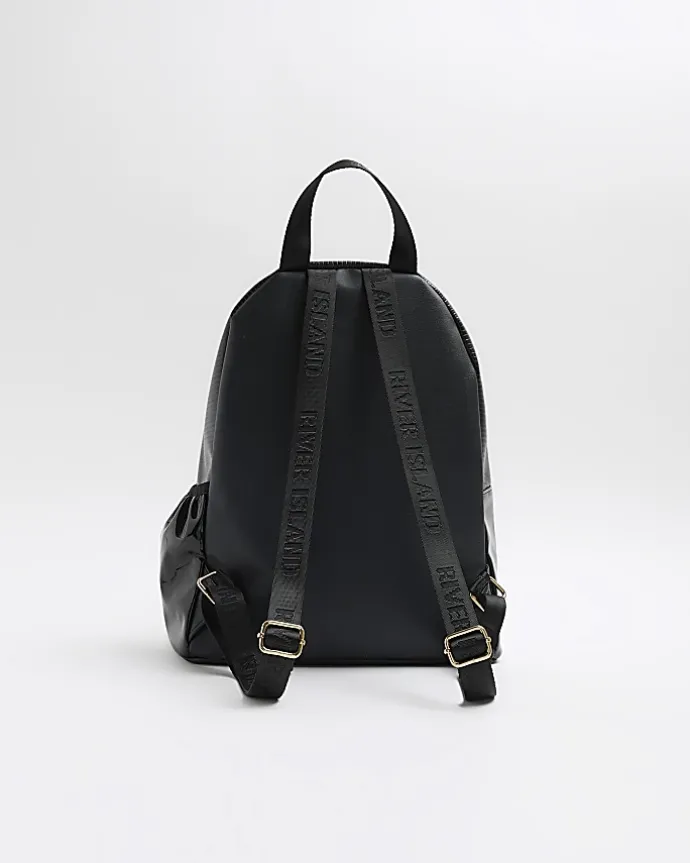 Girls black faux leather backpack bundle