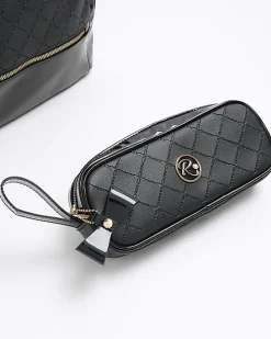 Girls black faux leather backpack bundle