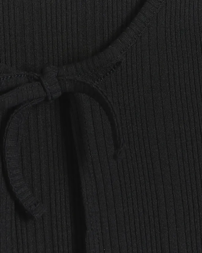 Girls black frill hem cardigan