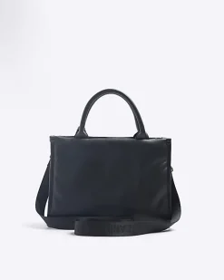 Girls black heart stud shopper bag