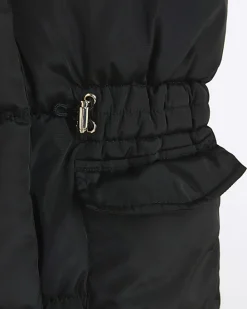 Girls black padded showerproof hooded gilet