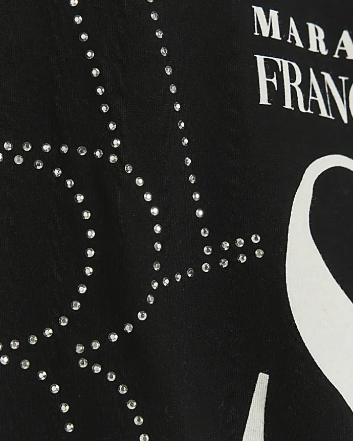 Girls black Paris graphic t-shirt