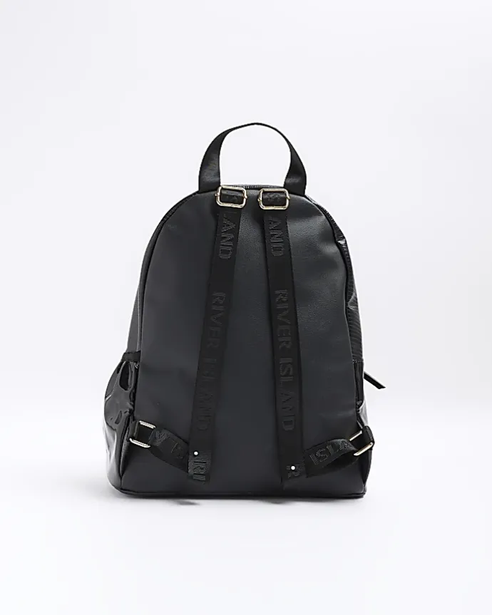 Girls black quilted bow detail backpack