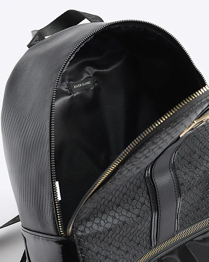 Girls black RI monogram backpack