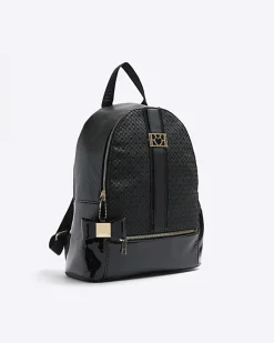 Girls black RI monogram backpack