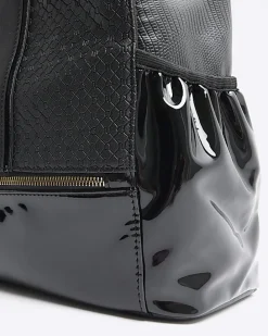 Girls black RI monogram backpack