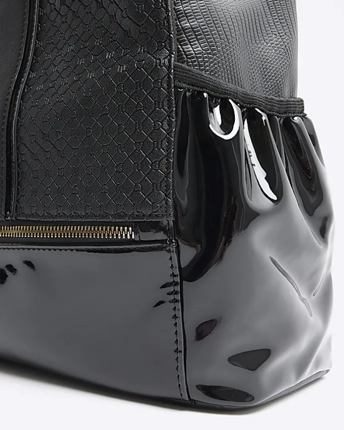Girls black RI monogram backpack