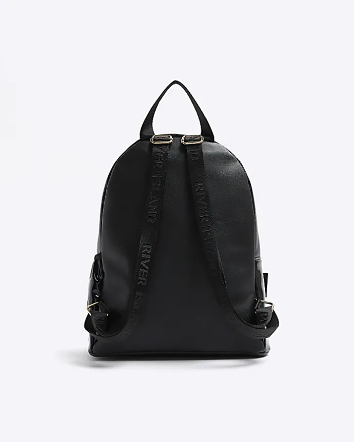 Girls black RI monogram backpack