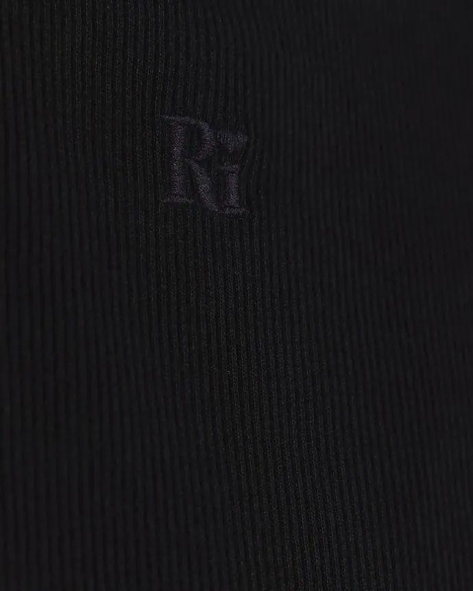Girls black rib embroidered logo crop vest