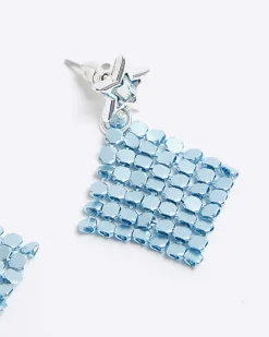 Girls Blue Chainmail Earrings