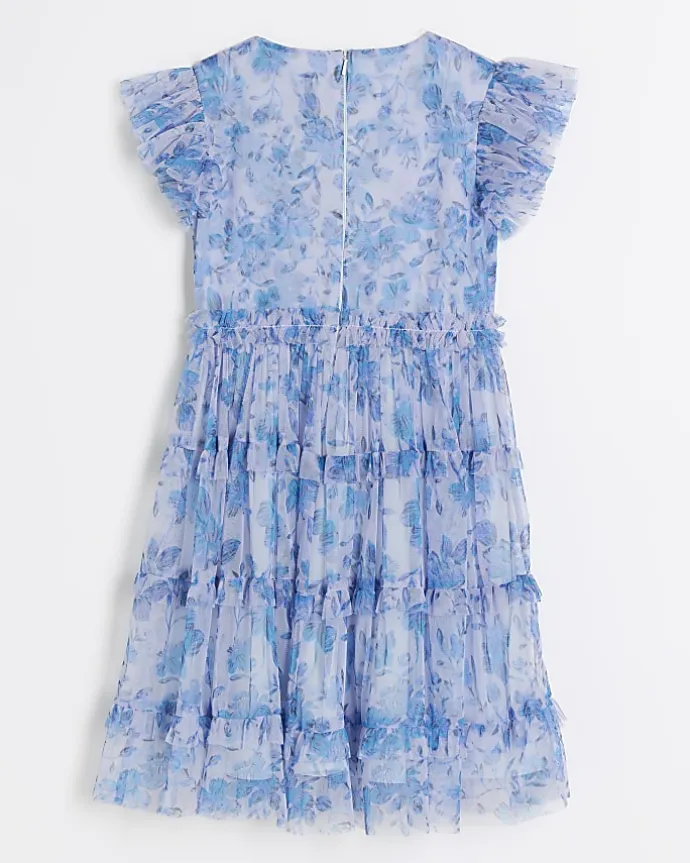 Girls blue floral dress
