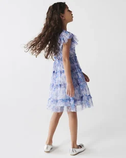 Girls blue floral dress
