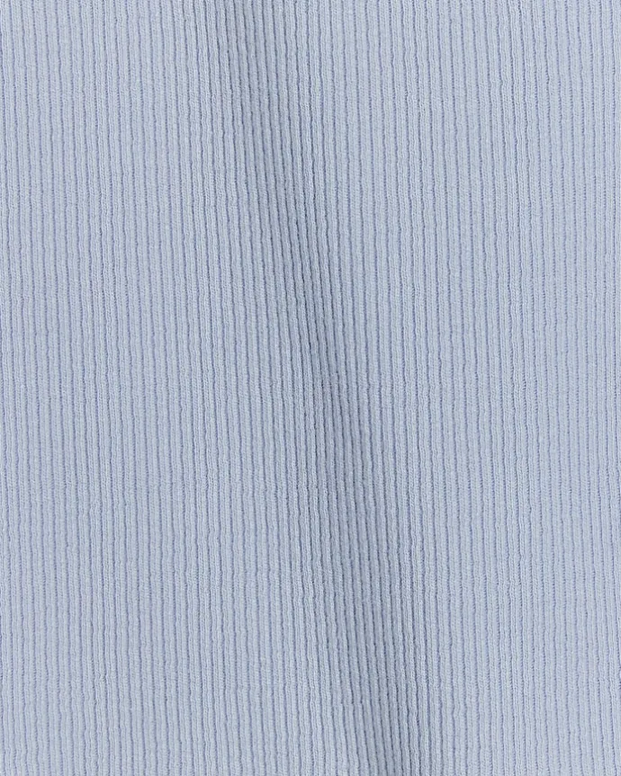 Girls blue rib high neck tank top