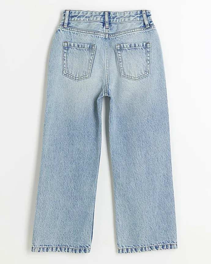 Girls blue straight fit jeans