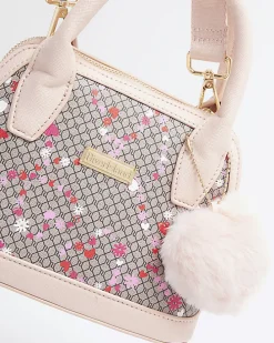 Girls Brown Floral Monogram Bag