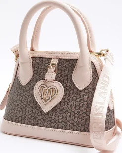 Girls brown RI floral monogram bag