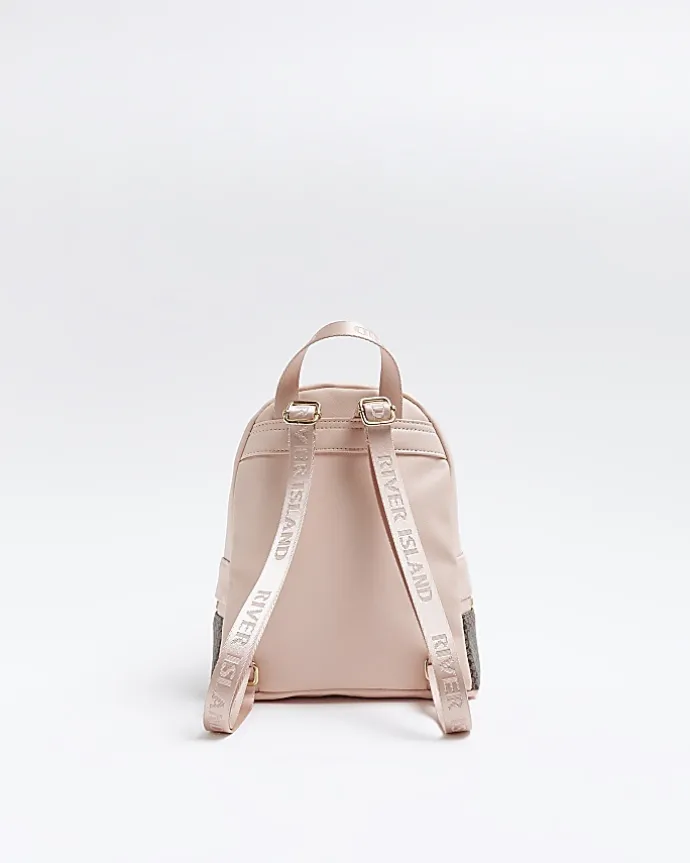 Girls brown RI floral monogram backpack