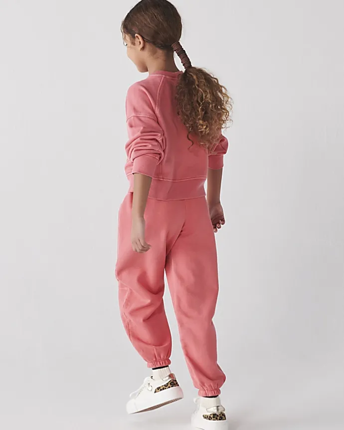Girls coral sweatshirt and joggers set