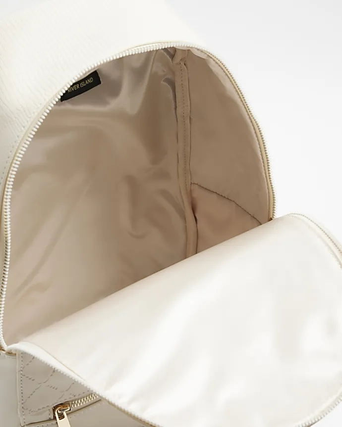 Girls cream bow quilted backpack set