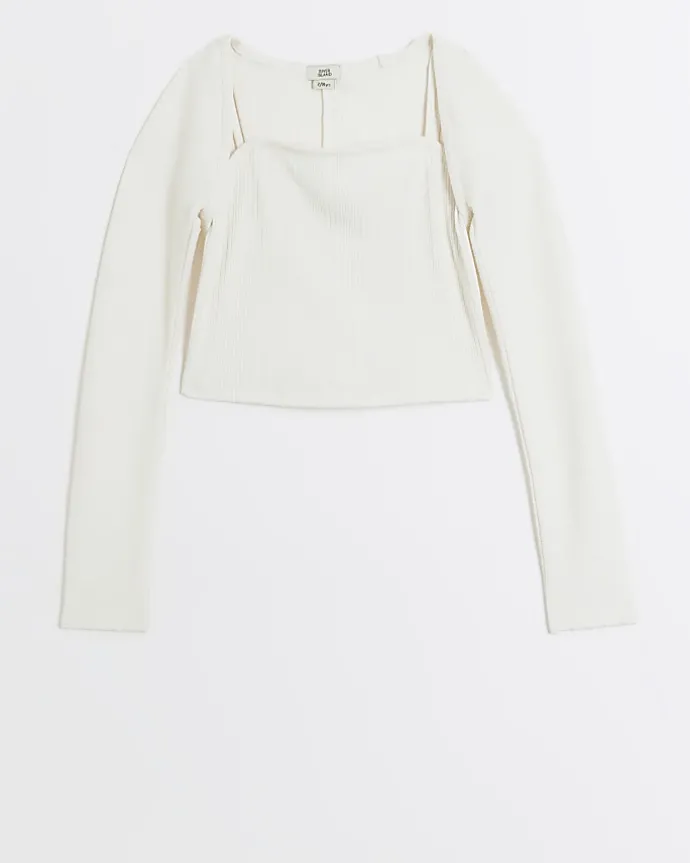 Girls cream cardigan and cami top set