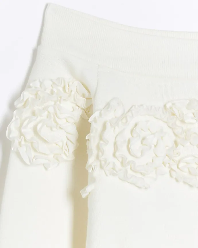 Girls cream flower bardot sweatshirt