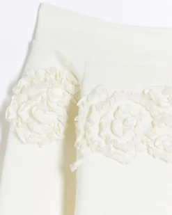 Girls cream flower bardot sweatshirt