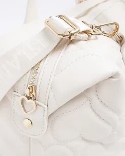 Girls cream heart quilt travel bag
