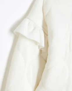 Girls cream quilted frill sweatshirt