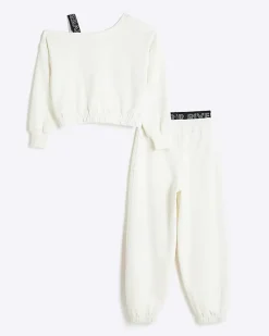 Girls cream RI Active sweatshirt and joggers