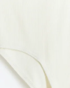 Girls cream rib frill bodysuit